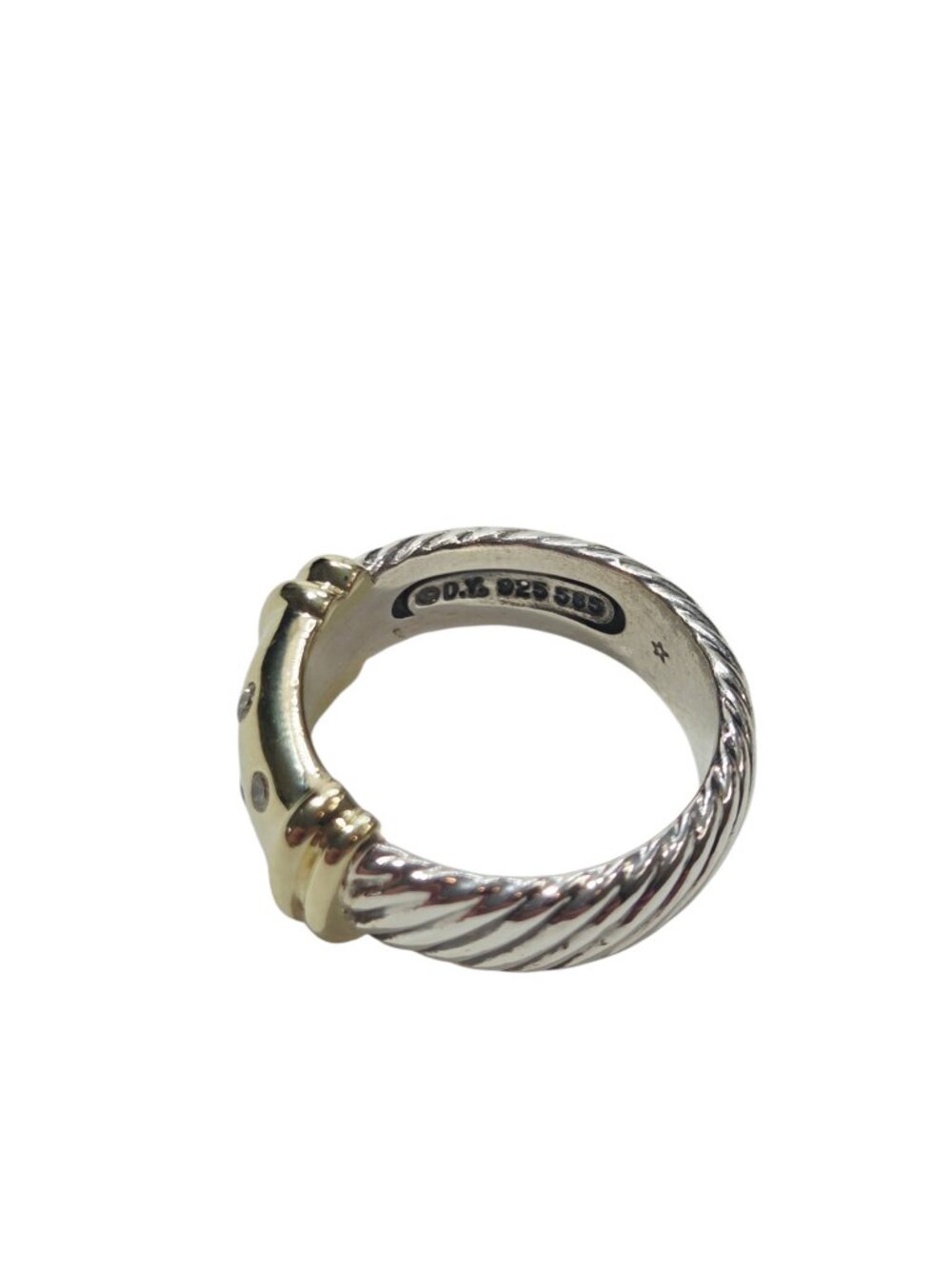 David Yurman 14K Yellow Gold and Sterling Silver Diamond Metro Band 6 #25224 - Picture 7 of 10